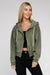 Recommended Acid Wash Fleece Cropped Zip-Up Hoodie