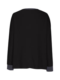Black long-sleeve top on a white background