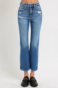 Blue jeans with a white background