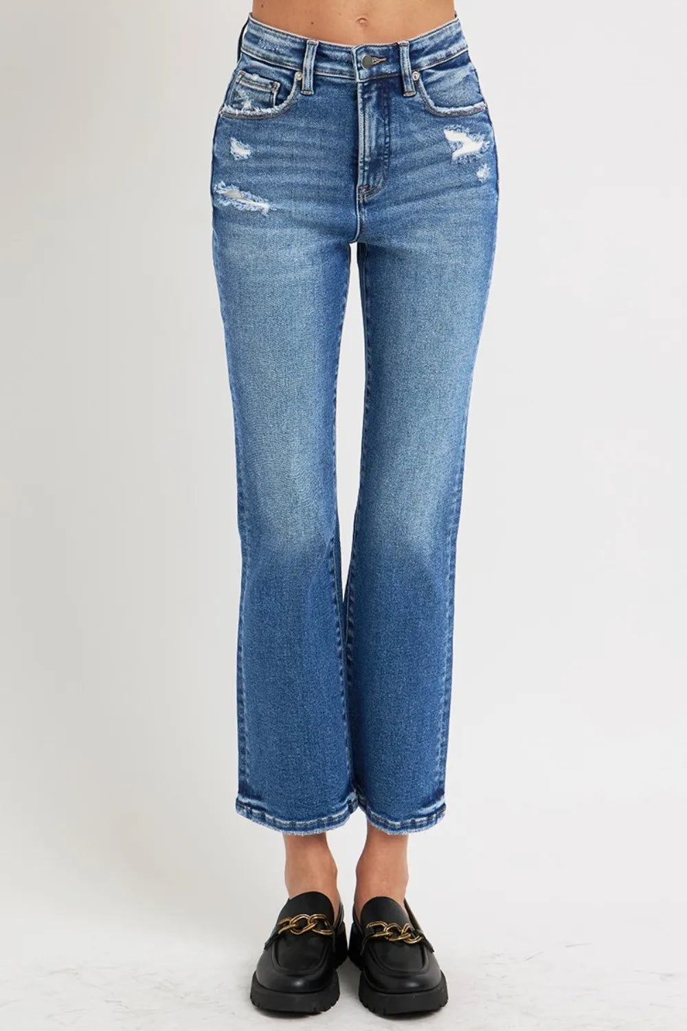 Blue jeans with a white background