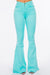 A close up front view of Bell Bottom Jean in Turquoise