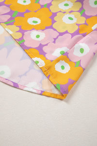 Floral fabric with colorful flowers on a light background