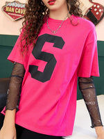 Front Letter Graphic Round Neck Half Sleeve T-Shirt