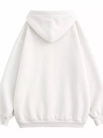 A plain white pullover hoodie shown from the back, photographed against a clean white background.