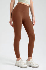 Brown Women's Wide Waistband High Waist Sport Leggings
