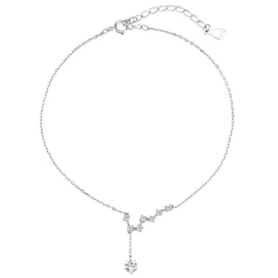 Silver necklace with a star pendant on a white background