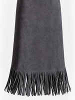 This picture shows the fringes on High-Waisted Fringe Midi Skirt