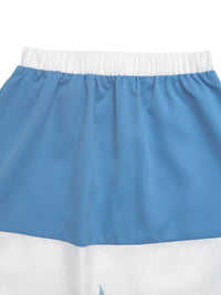Blue and white skirt with a white waistband on a white background