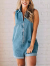 Womens Jumpsuits Summer Vacation Outfits 2026 Shorts Overalls Casual Soft Cute Sleeveless Zip-Up Denim Romper