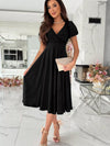 Surplice Short Sleeve Midi Dress