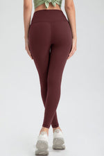 Back view of Women's Wide Waistband Slim Fit Active Leggings