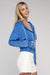 Plus size  Cropped Zip-Up Hoodie in blue