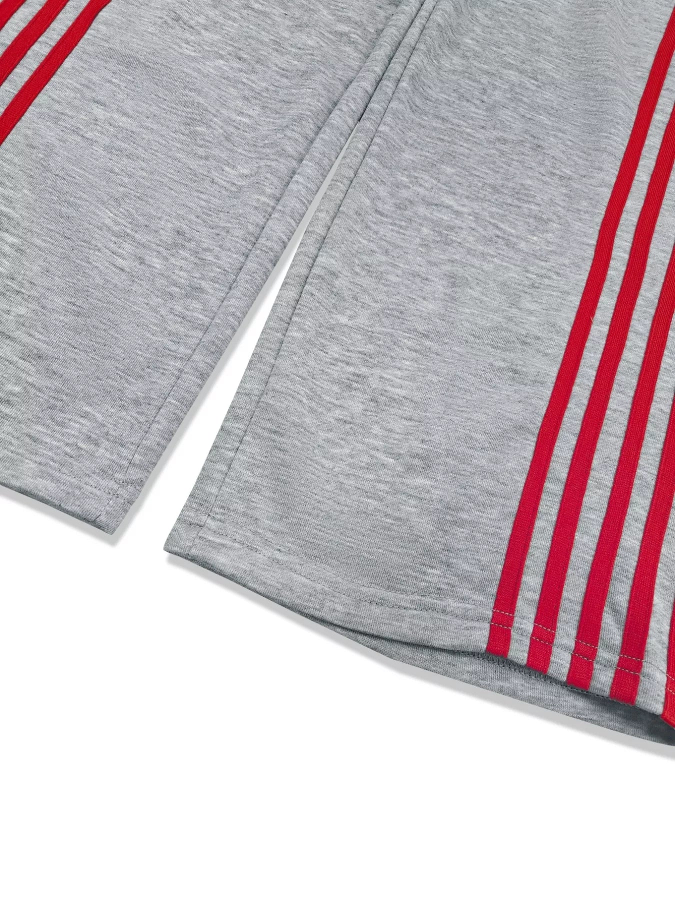 Gray fabric with red stripes on a white background