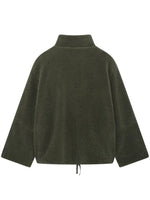 Green fleece jacket on a white background