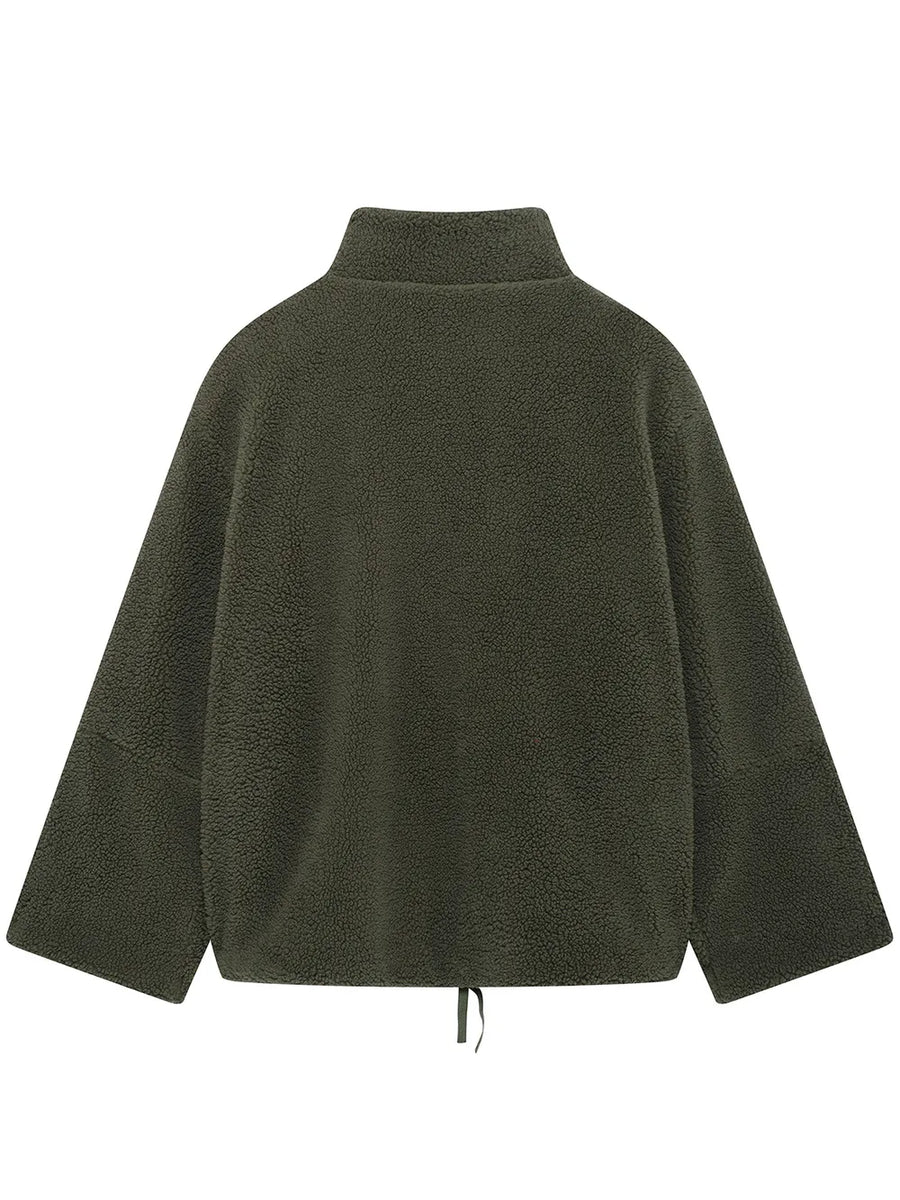 Green fleece jacket on a white background