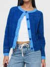 Contrast Trim Button-Up Cardigan