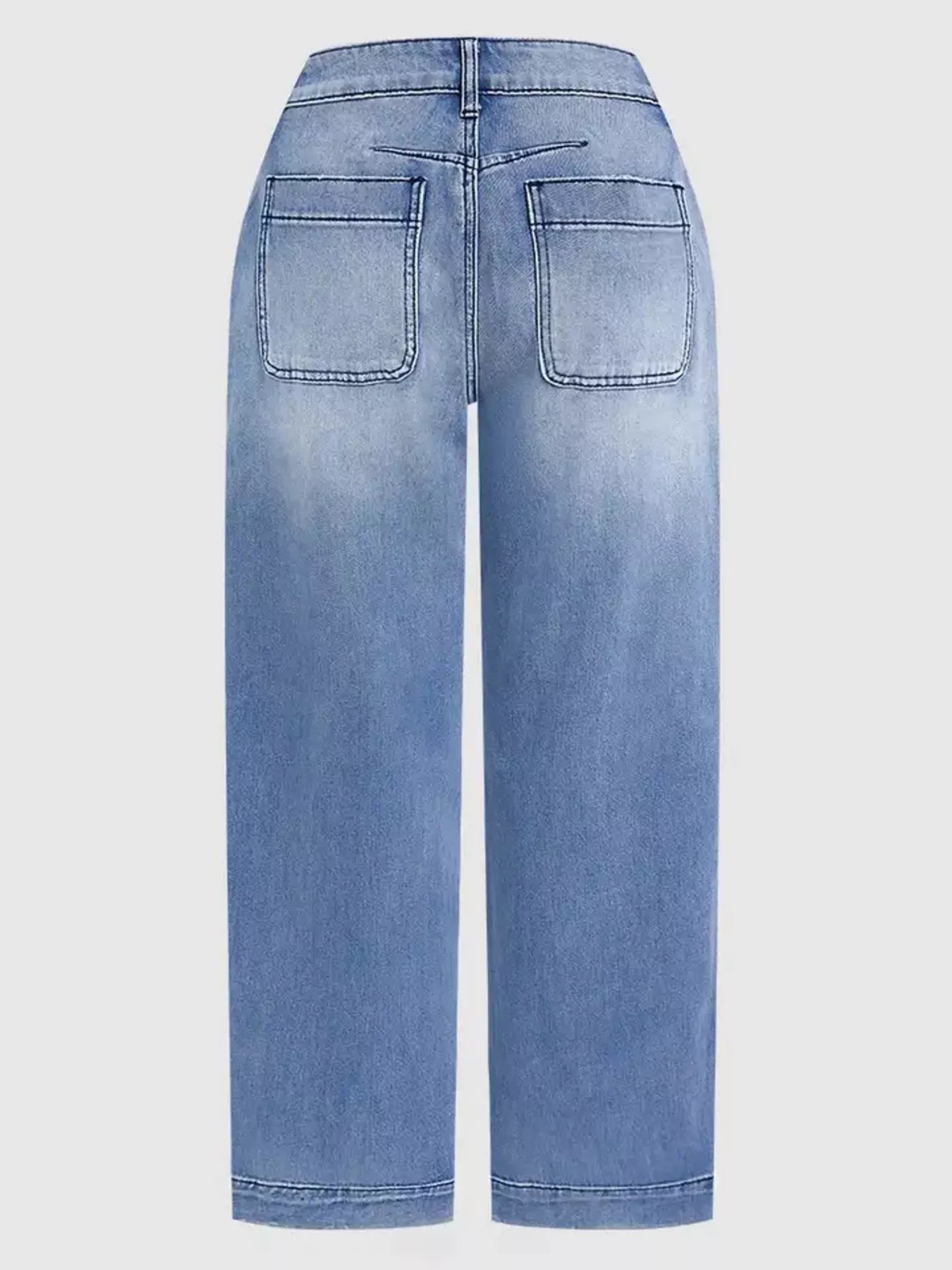 Blue jeans on a light gray background