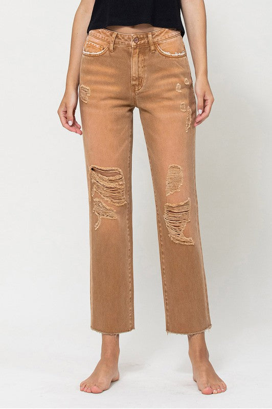 HIGH RISE STRAIGHT CROP JEANS