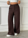 Women's High-Waisted Wide-Leg Pants with Button Detail