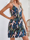 Tropical Leaf Print Dress for Women | V-Neck Sleeveless Summer Dress