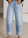 Cuffed Wide-Leg Jeans