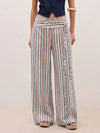 Striped Wide-Leg Pants with Tie Waist For Ladies