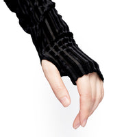 Women's Open Shoulder Stripe Velvet Top