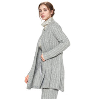 Pleione Women's Cozy Ribbed Longline Cardigan in Dove