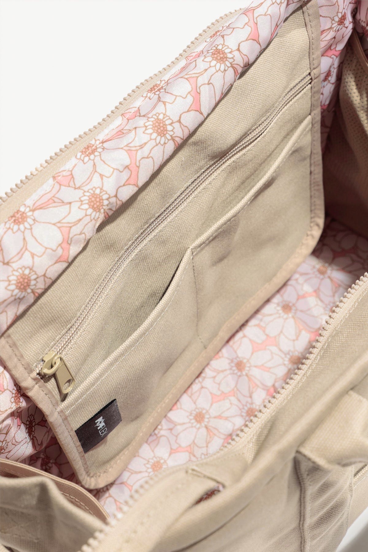 close up view of the pocket of Sloane Tote - Taupe