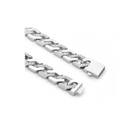 A view of the link on B.Tiff Pavé High Polish Gold Flat Angular Cuban Link Bracelet