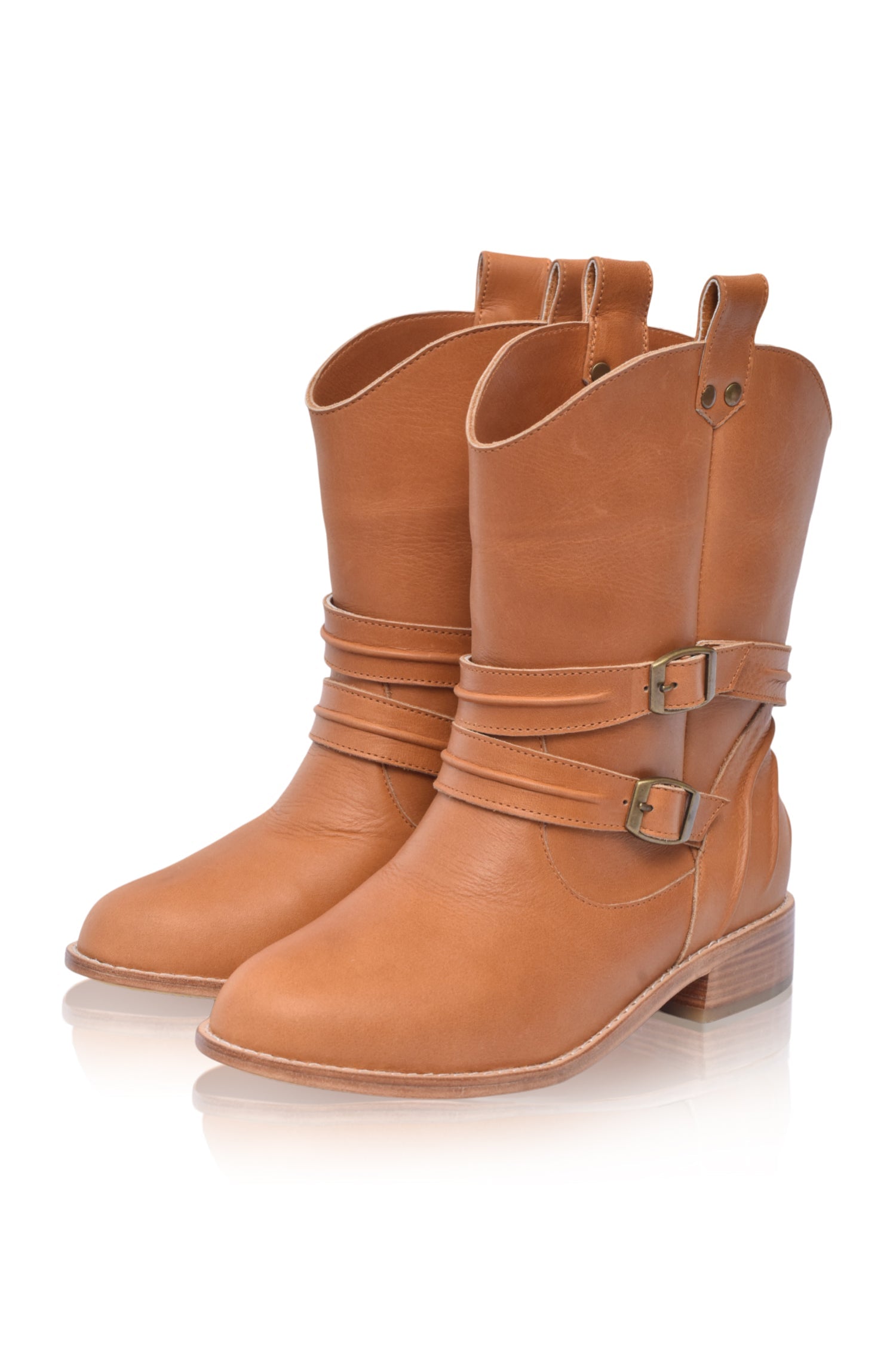 Beige Barcelona Leather Boots