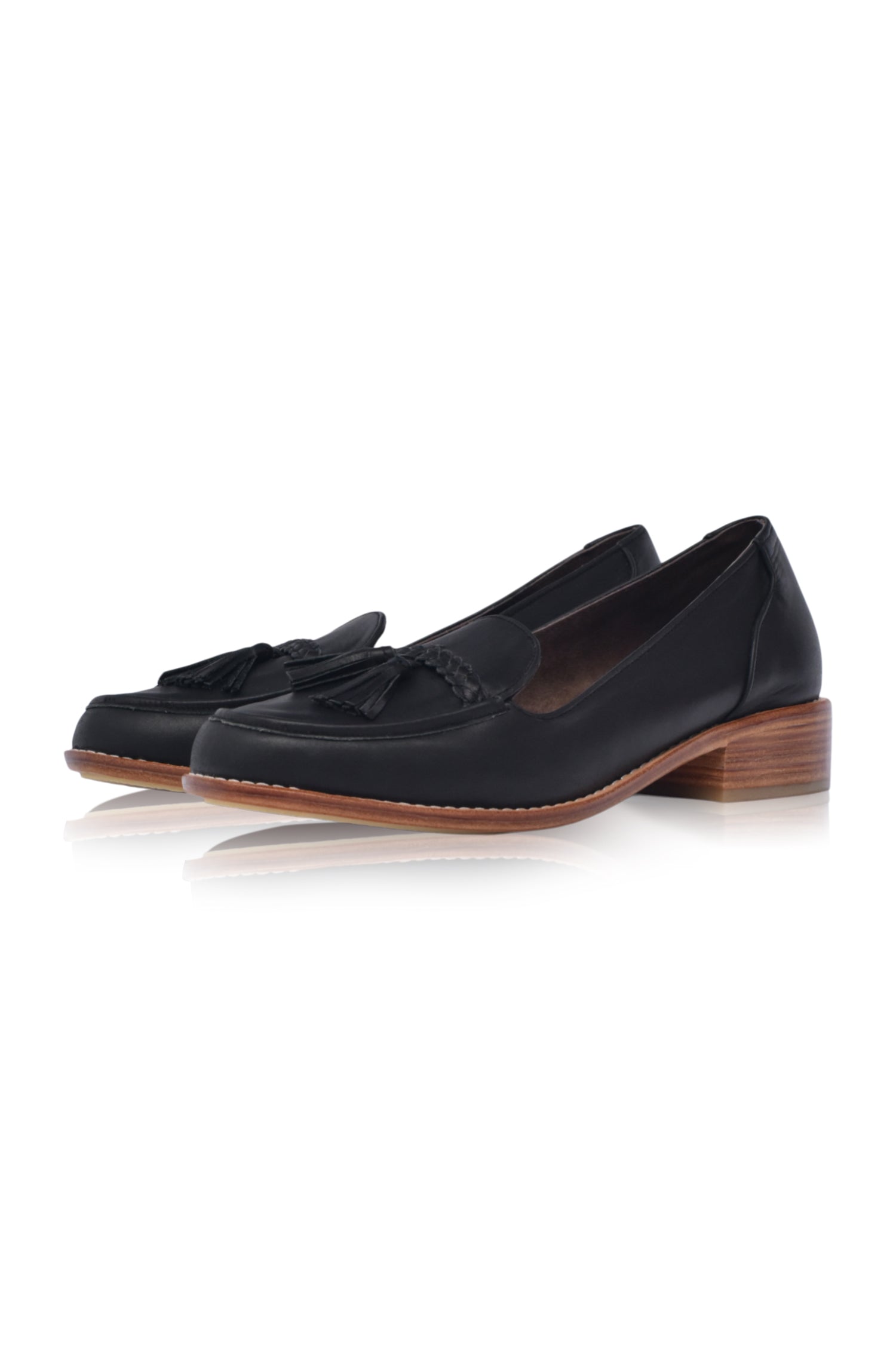 Side view of black Brooklyn Leather Loafers 