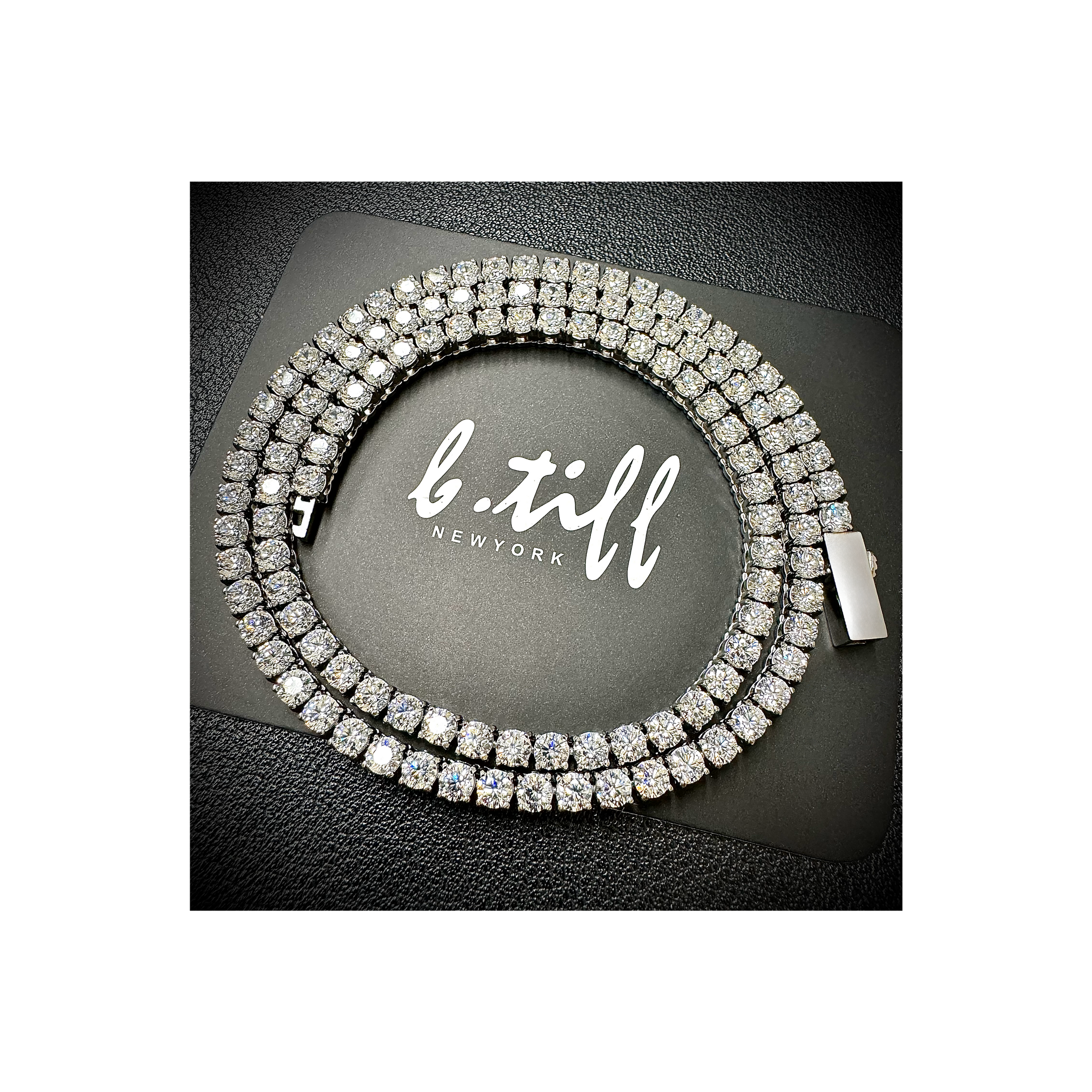 B.Tiff 3mm Tennis Necklace with logo in the middle