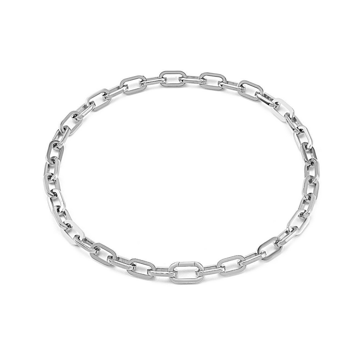 Full view of B.Tiff High Polish Paperclip Chain Necklace