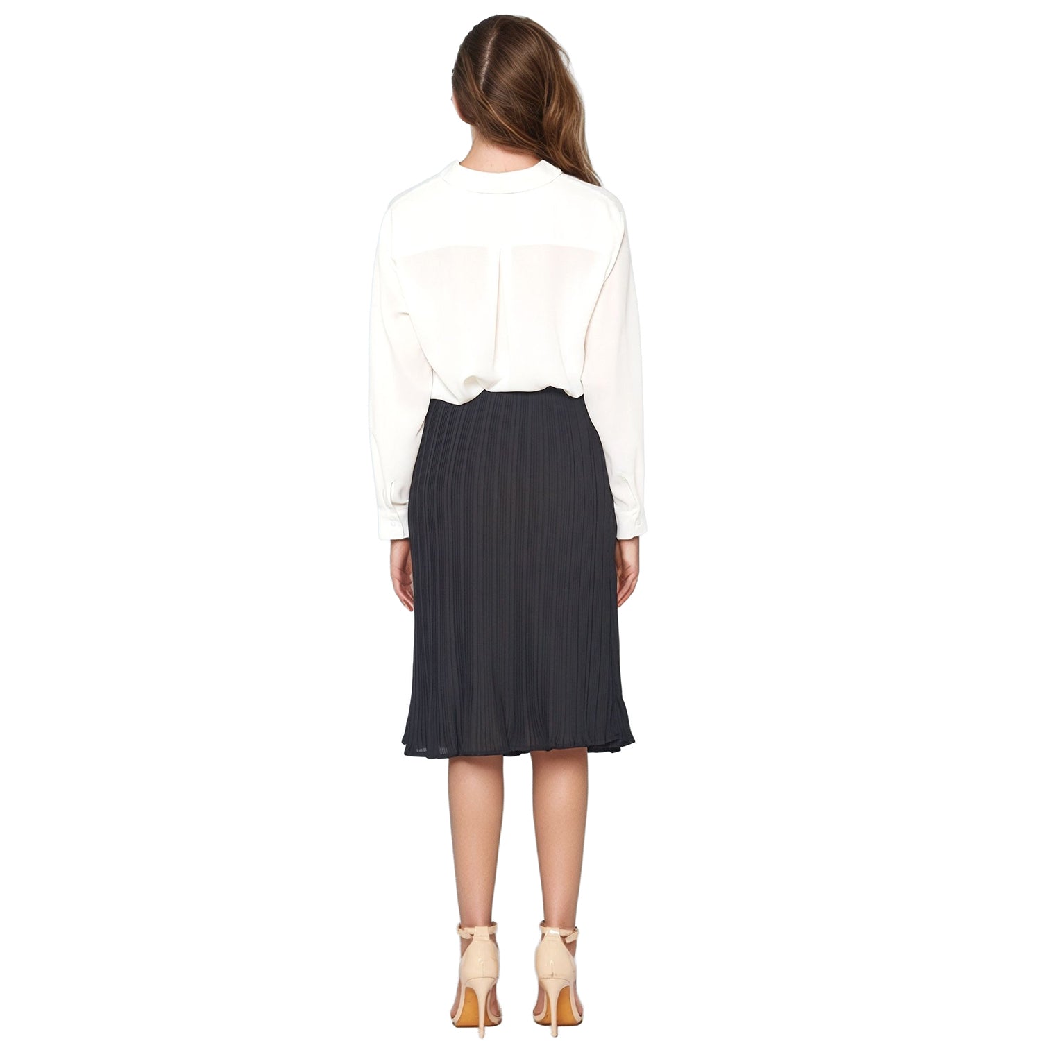 Pleione Women's High Waisted Pleated Midi Skirt