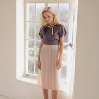 Pleione Women's High Waisted Pleated Midi Skirt