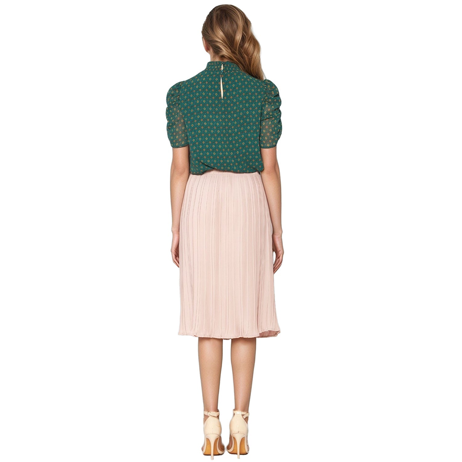 Pleione Women's High Waisted Pleated Midi Skirt