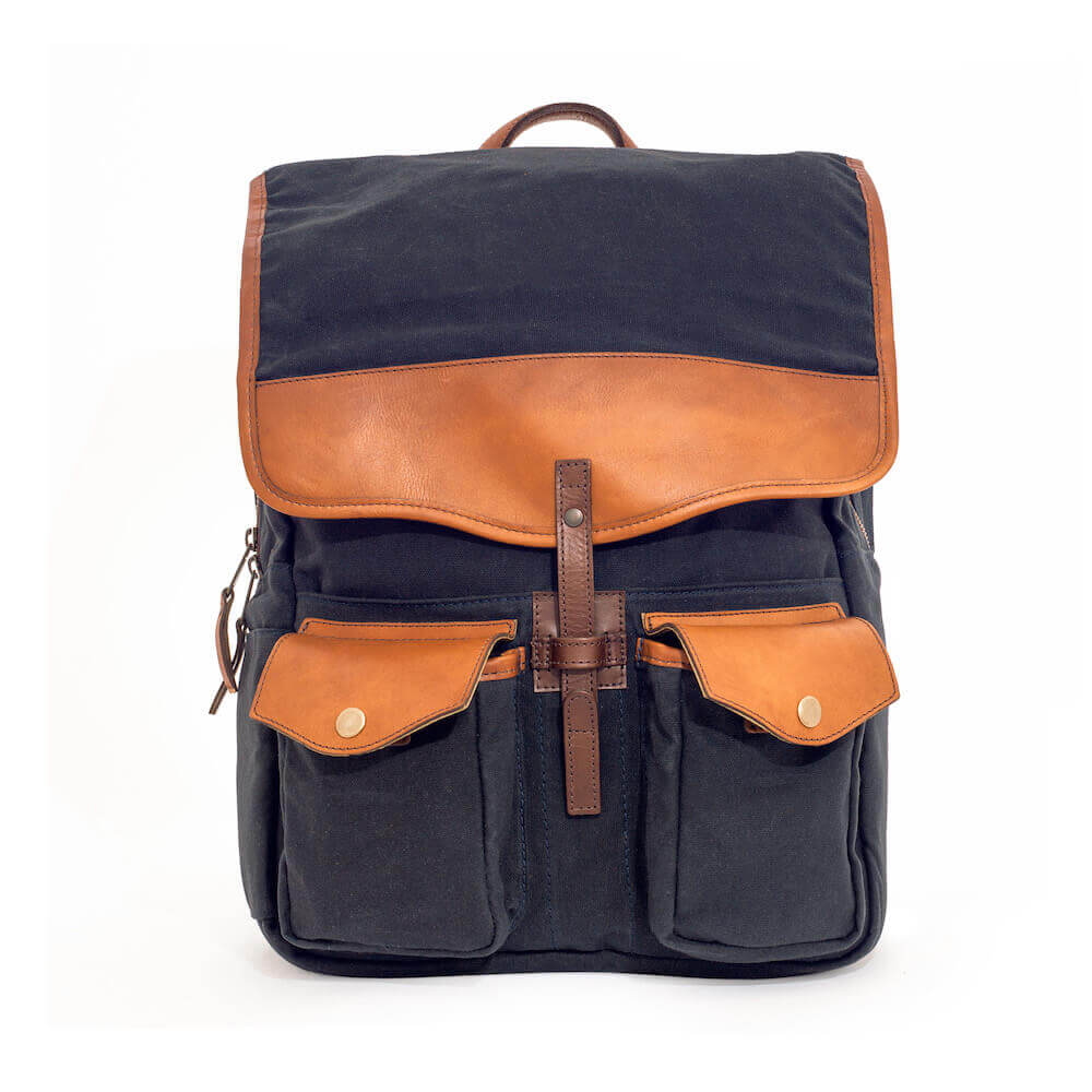 Black Campaign Waxed Canvas Backpack by Mission Mercantile Leather Goods