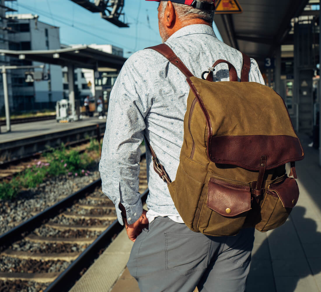 Outside with Campaign Waxed Canvas Backpack by Mission Mercantile Leather Goods