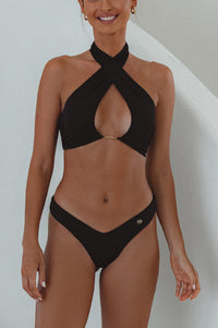 Another full view of black Capri Halterneck Bikini Top