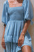 Zoom in view of Cha-Cha Ruffle Mini Dress -soft blue