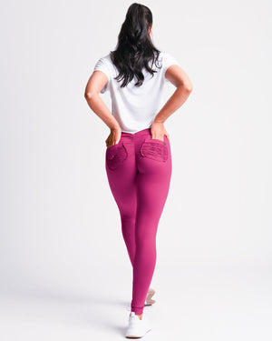 Back view of pink *Soft Sculpt* (Yoga Brush Leggings)