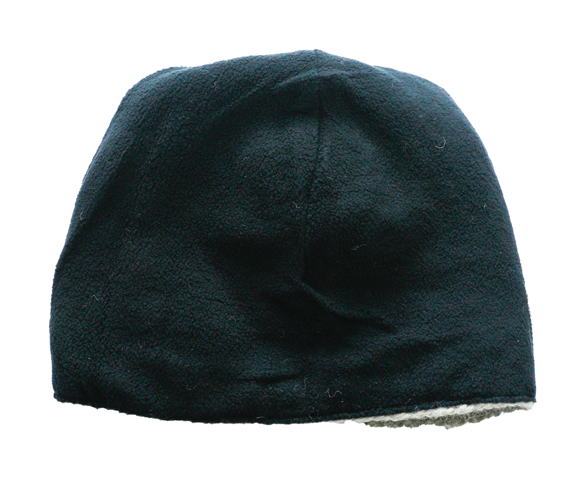 Dark green beanie hat on a white background
