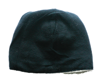 Dark green beanie hat on a white background