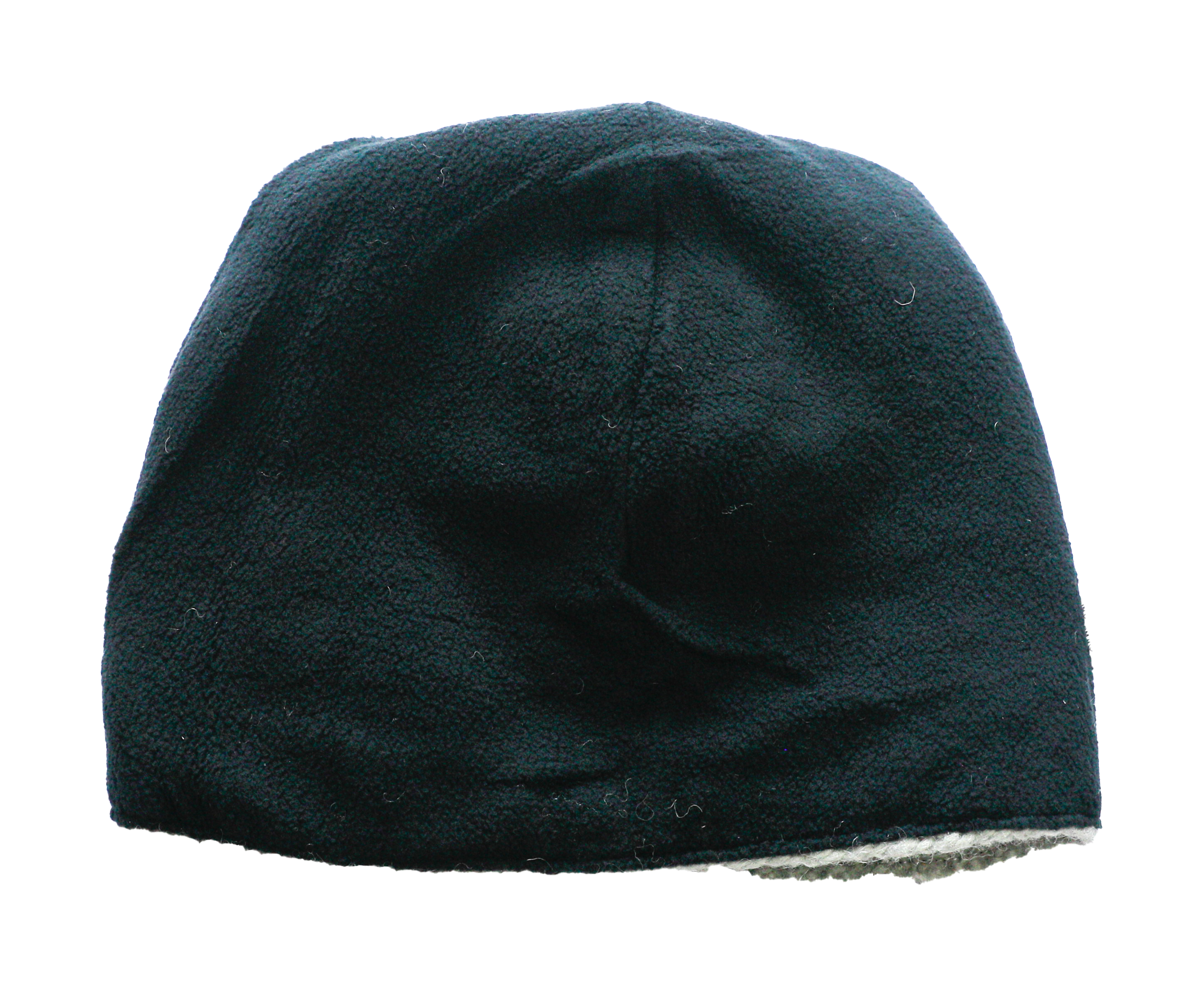 Dark green beanie hat on a white background