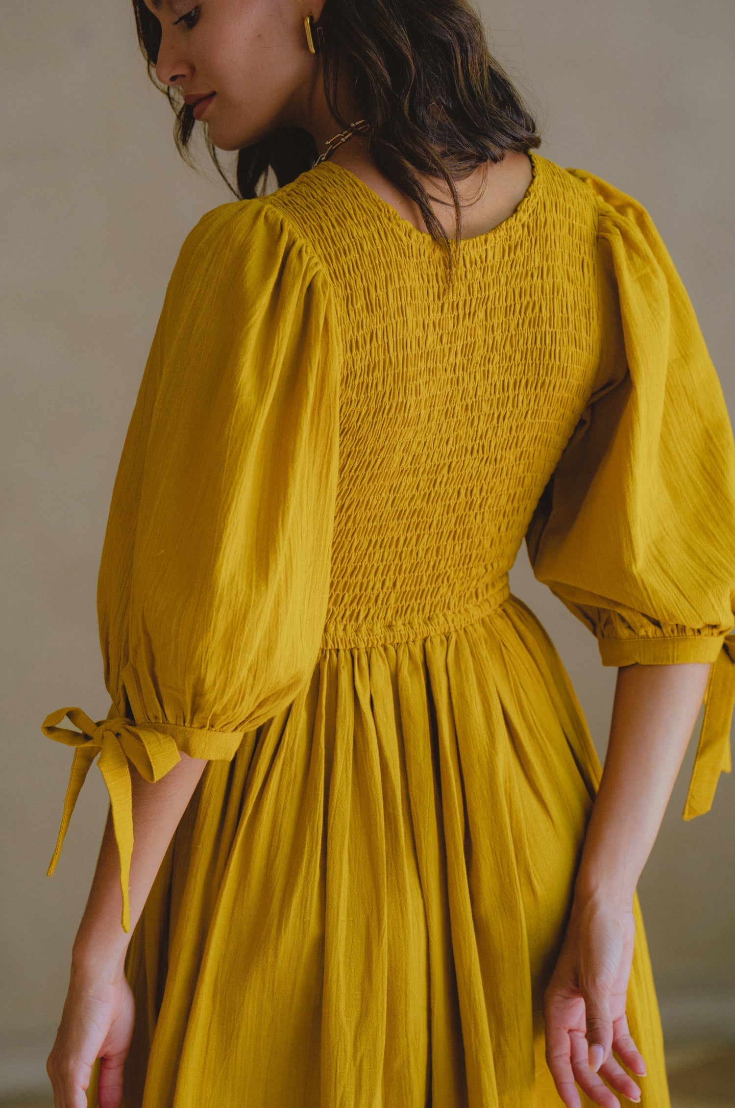 Freya Smocked Linen Midi Dress 