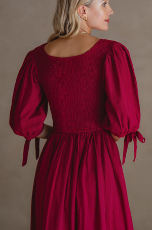 Freya Smocked Linen Midi Dress 