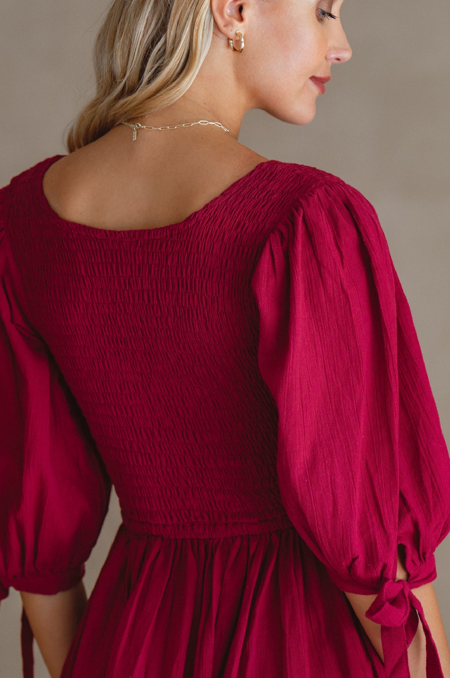 Freya Smocked Linen Midi Dress 