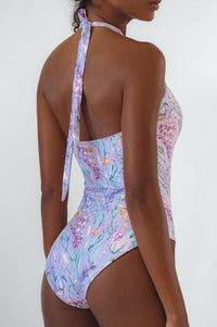 Side view of Iliana Cross-Over One Piece Swimsuit
