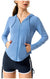 Breathable Active Drawstring Zip-Up Hoodie Jacket-blue